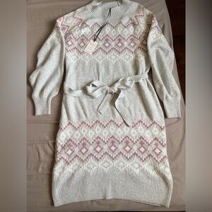 NWT - Lucky Brand, Gray and Pink Knit Dress, Women’s Size Large